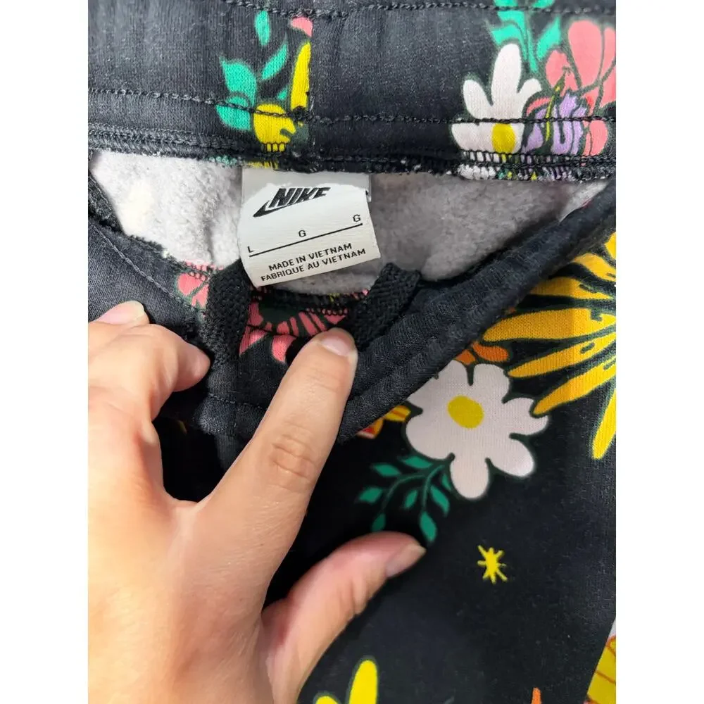 Nike Sportswear Club Fleece Pants Outer Space Print Soft Joggers Black Large
